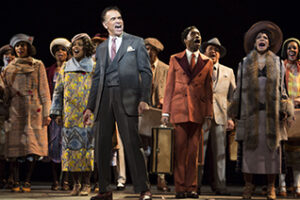 Brian Stokes Mitchell, with Adrienne Warren (fourth from left), Billy Porter, Audra McDonald and ensemble. Photo: Julieta Cervantes
